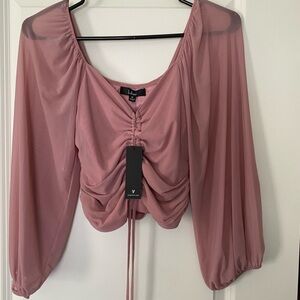 Lulu's Mauve Ruched Blouse
